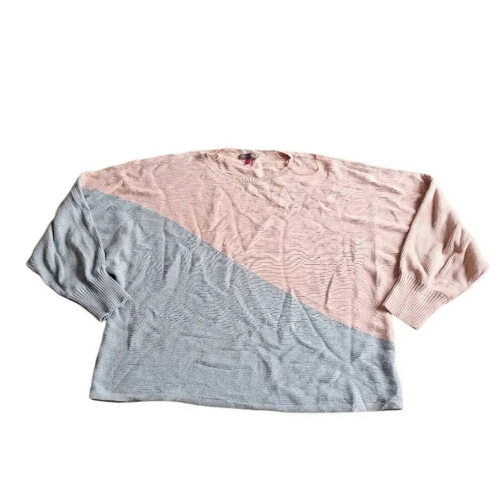 Vince camuto womens Sz XL 2 color pink gray dolman sleeve knit sweater